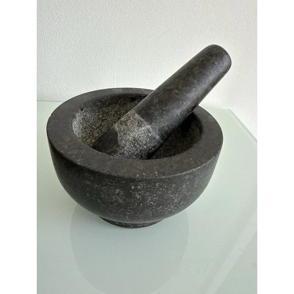 Cole & Mason Style Granite Mortar & Pestle Heavy Stone Boho Kitchen Decor